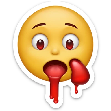  classic yellow circle emoji vomits with red stuff from its mouth 🤮 like this sticker
