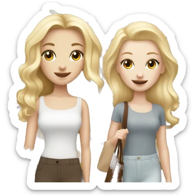 2 blonde girls with pale skin, 1 young girl with pale skin and with brown hair shopping in NYC sticker
