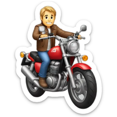 A middle age man on motorcycle honda Red 250 1885  sticker
