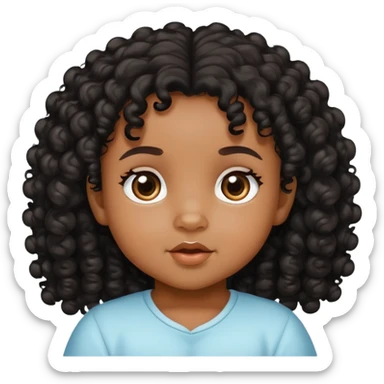 super pretty medium brown skin baby with black curly hair sticker