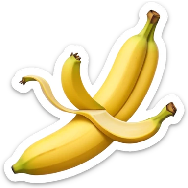 Design an emoji of a banana 🍌 slipping on its own peel, mid-air, shocked face. sticker