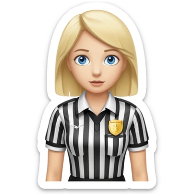 blue eyes blonde girlIN REFEREE UNIFORM STANDING UP  sticker