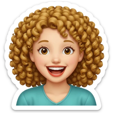 girl with curly hair laughing  sticker