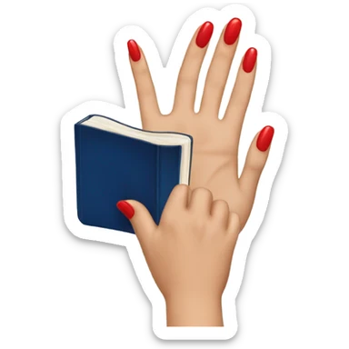 a hand with a red manicure holds a dark blue diary sticker