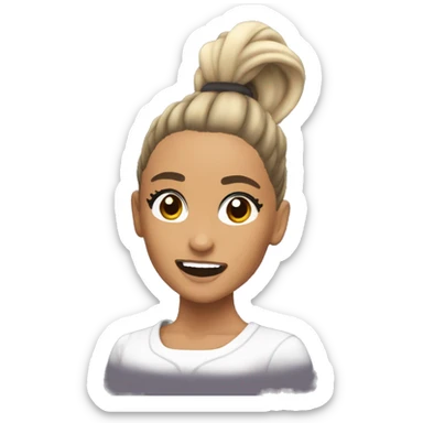 ariana grande with a high ponytail with an explosion behind sticker