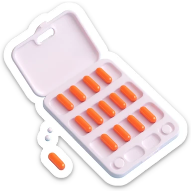 3D emoji of a light beige blister pack with 10 soft light pastel pink round pills, inspired by the reference image, 3D Apple emoji style sticker