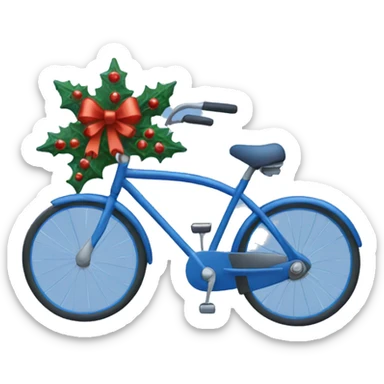 Blue Christmas decorated bicycle  sticker