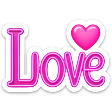 Pink neon sign with the word love sticker