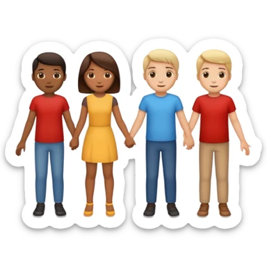 five people holding hands in a circle sticker