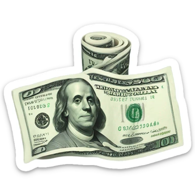 Rolled up dollar bill sticker