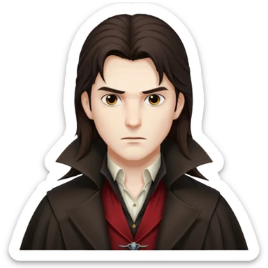 Vampire Hunter D with dark brown long hair sticker