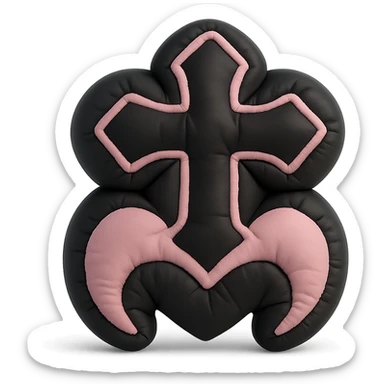 BLACKPINK-inspired gothic object, soft and plush, black and pink colors, cushion style sticker