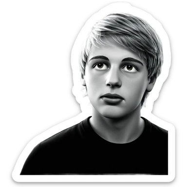 monochrome portrait of a boy sticker