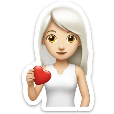 Girl white with heart in your hand  sticker