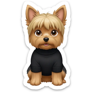 Yorkshire terrier in black turtleneck sweater sticker