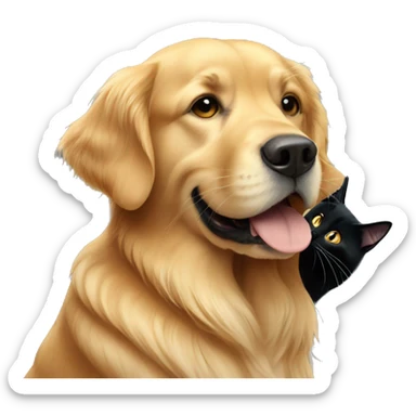 Golden retriever and black cat sticker