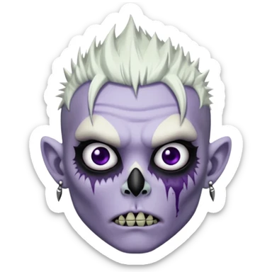 Purple pale skinned zombie boy skin so with white spiky hair. Nose and ear piercings. Emo. sticker