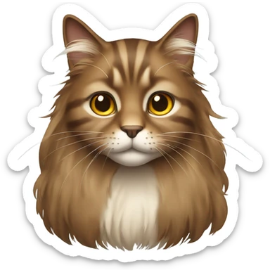Long hair brown cat sticker