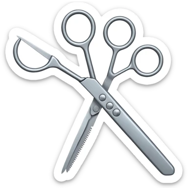 open scissors intertwined perpendicular sticker