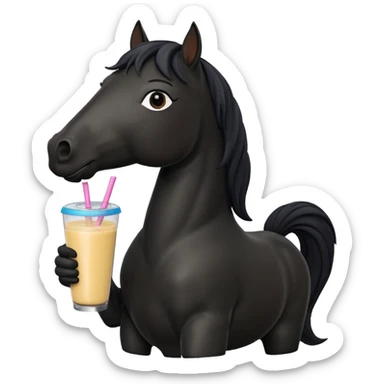 black horse character holding smoothie sticker