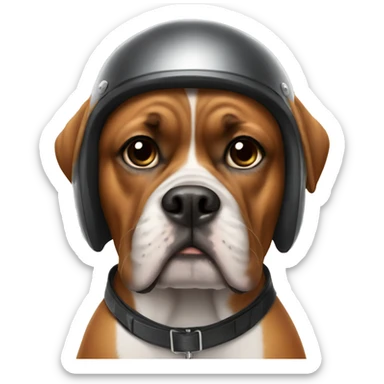 dog boxer with bike helmet  sticker