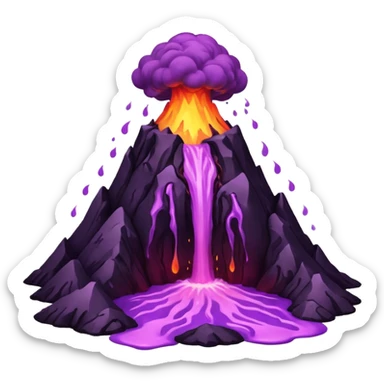 A volcano errupting only with a pure purple lava sticker