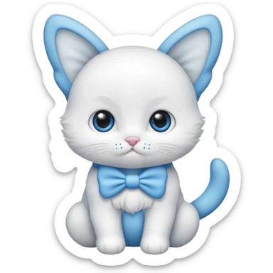 Bébé chat blanc et blanc avec noeud papillon bleu sticker