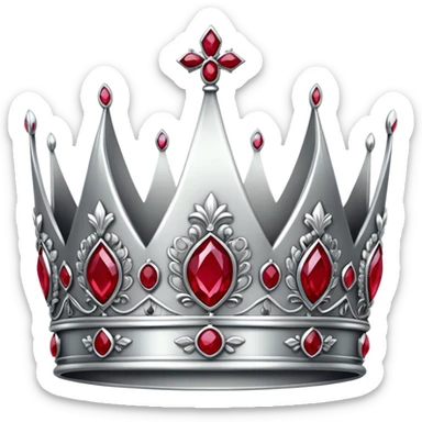 Men's silver crown with red rubies, regal and masculine design sticker