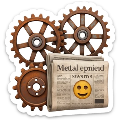 gear and newspaper, representing industry news in metalworking emoji sticker