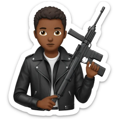 Fais moi un jeune afro américain qui ressemble a un gangster qui tient une AR15 sticker