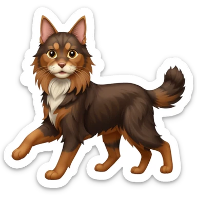Maine Coon runs after Doberman sticker