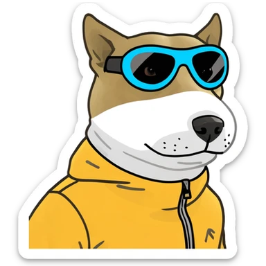 A dog wearing a ski mask sticker