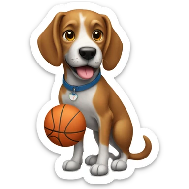 Dog playing basketball sticker