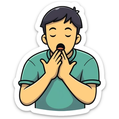 man choking himself with his hands sticker