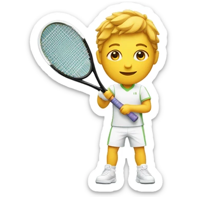 tennis PLAYER symmetric holding racquet sticker