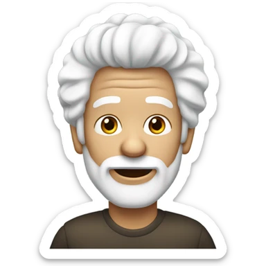 a old back guy with white afro hair and white beard, he has hearing aids in one ear  sticker