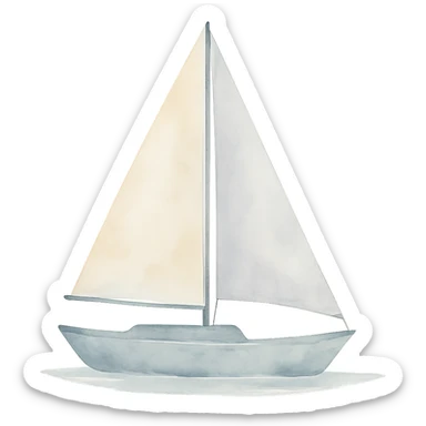 a sailboat in watercolor art style sticker