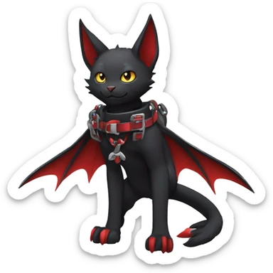 cool edgy black punk red ethereal fantasy nargacuga-bat-cat-Fakemon collar harness full body sticker