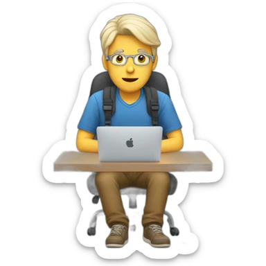 Aged 21 Guy coding on the macbook sticker