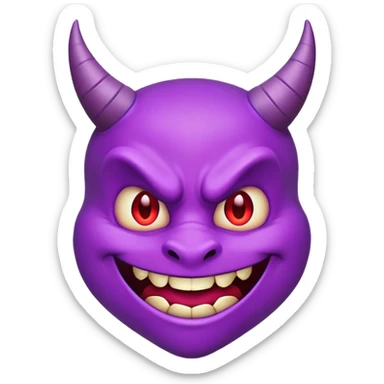 A purple devil emoji with a mischievous grin sticker