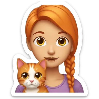 girl with ginger cat sticker