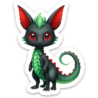 Kawaii Cute Edgy Black Green Red ethereal Fionbri-Vernid-Trico-animal-creature full body sticker