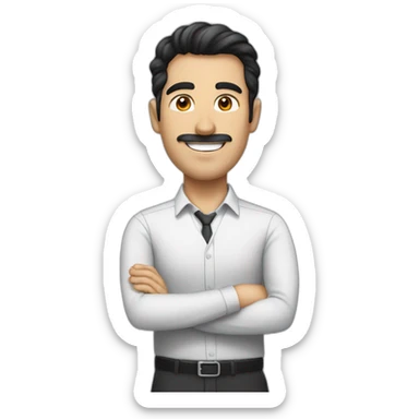 Human resources, black hair, man, turkish, professional smile, without glasses sticker