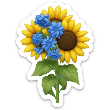 Sunflower and blue bonnet bouquet  sticker