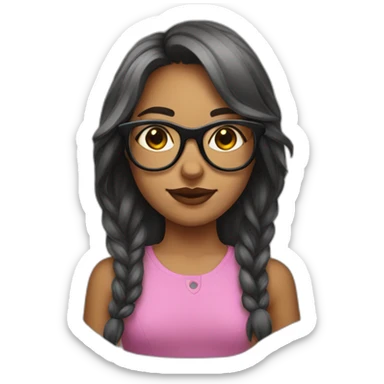 girl with wolf cut and glasses sticker