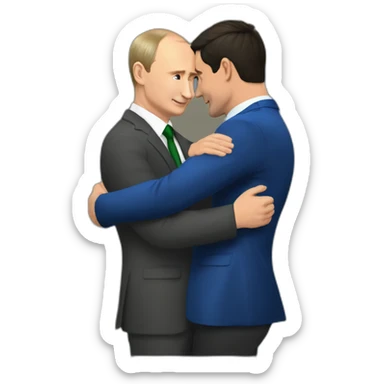 putin hugs zelensky sticker