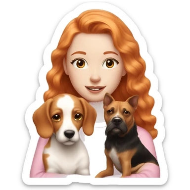 Pretty Ginger girl with lashes in pink with a dog sticker
