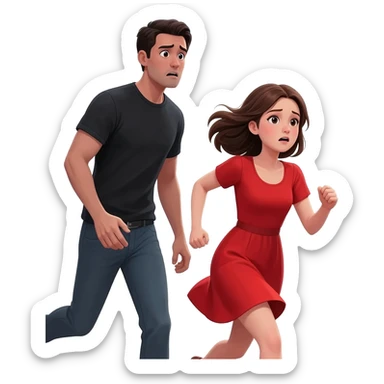 girl running from man sticker