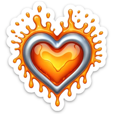 hot glow melting metal heart sticker