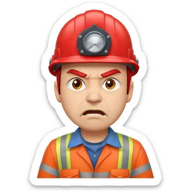 engineer with red helmet, angry expression, annoyance, furious sticker